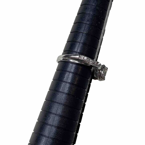 925 Sterling Silver Oval Cut Simulated Diamond Braided Band Ring Size 7 - Picture 3 of 6